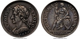 Charles II silver Proof Pattern Farthing 1665 PR63 NGC, KM-PnR33, Peck-414. Short hair, reeded ("straight-grained") edge. A very scarce pattern which ...