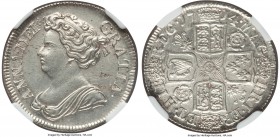 Anne Shilling 1714 MS63 NGC, KM533.1. A phenomenal outlier of Anne's coinage, leagues above all other examples--ranking a full 8 grade points above th...