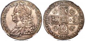 George II Crown 1743 AU53 NGC, KM585.1, S-3688, ESC-124. Variety with roses in the reverse angles. A rather strong bust for George II, with contained ...