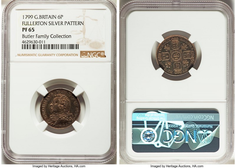 George III silver Proof Pattern "Fullerton" 6 Pence 1799 PR65 NGC, Ayrshire mint...