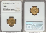 George III gold 1/2 Guinea 1776 AU53 NGC, KM605. One of the most collectable dates for the series, some light rub on the highpoints but still very pre...