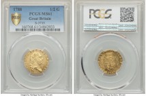 George III gold 1/2 Guinea 1788 MS61 PCGS, KM608, S-3735. Masterfully rendered if lightly handled, the level of detail for the grade absolutely exquis...