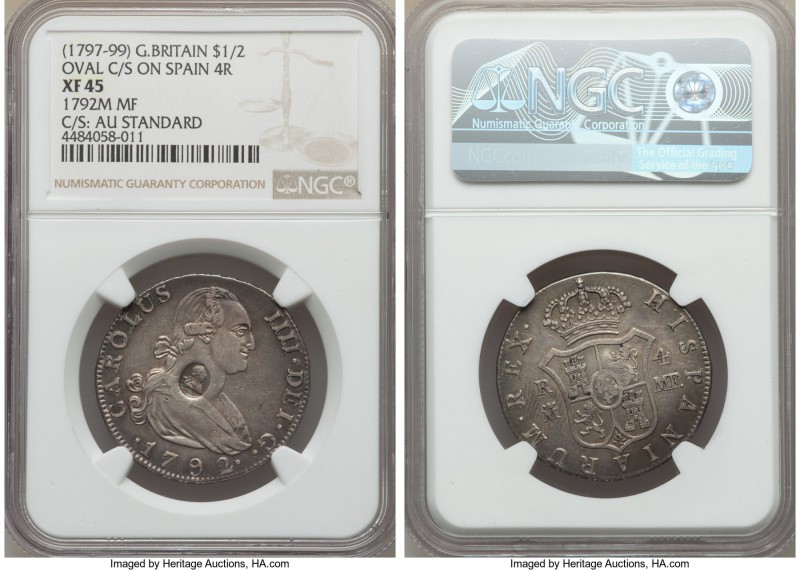 George III Countermarked 1/2 Dollar ND (1797-1799) XF45 NGC, KM622.1, S-3767. Co...