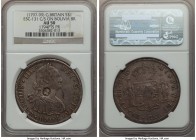 George III Counterstamped Bank Dollar of 5 Shillings ND (1797-1799) AU50 NGC, KM626, ESC-131, cf. KM73 (for host). Displaying Type I oval bust of Geor...