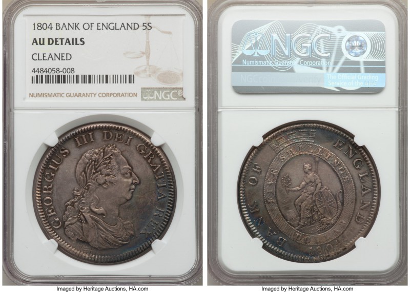 George III Bank Dollar of 5 Shillings 1804 AU Details (Cleaned) NGC, KM-Tn1. A s...