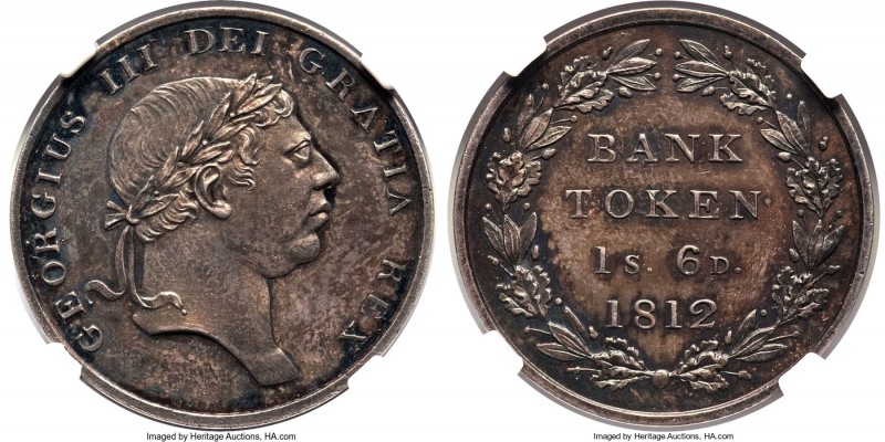 George III Proof Bank 18 Pence (1 Shilling 6 Pence) Token 1812 PR63 NGC, KM-Tn3,...