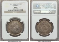 George III 1/2 Crown 1817 MS61 NGC, Royal mint, KM667, S-3789. Larger bust type. Well-struck, with toned over surfaces and autumnal pastel coloration ...