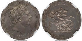 George III Crown 1818 MS62 NGC, KM675, S-3787, ESC- . LIX on edge. A superb Mint State specimen, struck with a small P over the regular P in PENSE on ...
