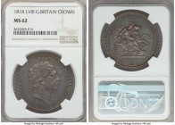 George III Crown 1818 MS62 NGC, KM675, S-3787. LVIII edge. Extremely pleasing for the certified grade, a well-toned Mint State offering retaining supe...