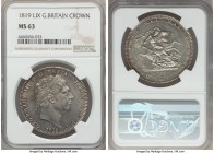 George III Crown 1819-LIX MS63 NGC, KM675. Only minimally toned and brimming with white, silky cartwheel luster, and highly coveted in this choice gra...