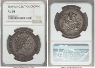 George III Crown 1819 AU58 NGC, KM675, S-3787, ESC-2011 (R3). LIX edge with no stops. A very rare variety with no stops in the edge legend. Minor wear...