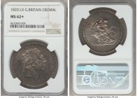 George III Crown 1820 MS62+ NGC, KM675, S-3787. LX on edge. A near-choice example from this remarkably well-produced series, attractively toned a pale...