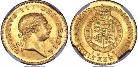 George III gold 1/2 Guinea 1813 MS64 NGC, KM651, S-3737. An incredible fully satin piece with intense die polish lines clustering around the central f...