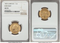 George IV gold Sovereign 1825 AU55 NGC, KM696, S-3801. Bare Head Bust. With only light traces of handling and rather original, satiny finish preserved...