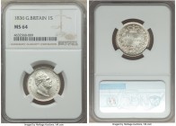 William IV Shilling 1836 MS64 NGC, KM713, S-3835. A blast-white near-gem exhibiting an impressive relief to the reverse lettering and luster that almo...