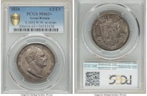 William IV 1/2 Crown 1834 MS63+ PCGS, KM714.2, S-3834. Variety with W.W. in script. A lofty, nearly gem representative of such an ever-popular issue, ...