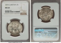 Victoria Gothic Florin 1874 MS64 NGC, KM746.2. Perhaps the most emblematic designs of Victoria's coinage and certainly one of the most iconic in Briti...