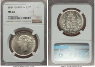 Victoria 1/2 Crown 1884 MS65 NGC, KM756, S-3889. Certainly among the finest we have handled and concurrently tied for the finest yet seen by NGC with ...