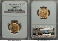 Victoria gold Sovereign 1855 AU53 NGC, Royal mint, KM736.1. "W.W." incused. A sparkling specimen with an even dispersion of wear, yet retaining most o...