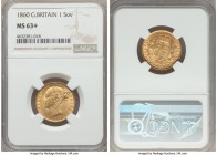 Victoria gold Sovereign 1860 MS63+ NGC, KM736.1. The absolute finest specimen certified by NGC at present, the added plus designation bearing witness ...