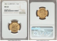 Victoria gold Sovereign 1861 MS62 NGC, KM736.1. A highly attractive specimen with remarkably original surfaces.

HID99912102018