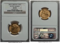 Victoria gold Sovereign 1863 AU58 NGC, Royal mint, KM736.2. Virtually uncirculated with vibrant fields and no singularly significant distractions.

HI...