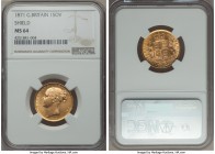 Victoria gold "Shield" Sovereign 1871 MS64 NGC, KM752. Young Head type with shield reverse and die number 27. A distinctive Sovereign with quite clean...