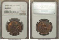 Victoria Penny 1865 MS63 Brown NGC, KM749.2. A better date that features bold bright-dark contrasts.

HID99912102018