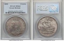 Victoria Crown 1892 MS64 PCGS, KM765. An almost medallic stone gray in hue, colored by a palate of pale blue and champagne that seriously accentuates ...