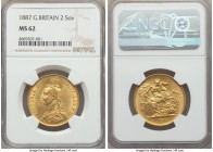 Victoria gold 2 Pounds 1887 MS62 NGC, KM768, S-3865. A very handsome example with strikingly few marks for the breadth of the flan.

HID99912102018