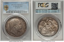 Edward VII Crown 1902 MS64+ PCGS, KM803, S-3978. As close to gem as is technically conceivable for the issue, the present piece is possessing of a gen...