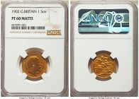Edward VII gold Matte Proof Sovereign 1902 PR60 NGC, KM805. Splendidly matte with perhaps just the lightest hints of amber and seemingly a bit conserv...