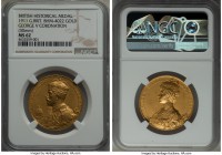 George V gold Coronation Medal 1911 MS62 NGC, 30mm, BHM-4022, Eimer-1922b. By Mackennal. Impressively matte despite not being noted as such, with only...