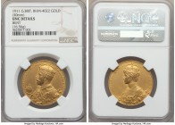 George V gold Coronation Medal 1911 UNC Details (Bent) NGC, 16.56gm, 30mm, BHM-4022, Eimer-1922b. By Mackennal. Displaying an exquisite matte finish w...