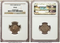 George V Proof 6 Pence 1933 PR65 NGC, KM832. A genuinely flawless gem with moderately cameo contrasts and a mottled tone providing a maroon aspect to ...