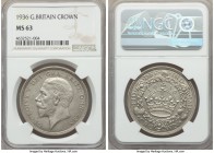 George V Crown 1936 MS63 NGC, KM836. Mintage: 2,473. Gorgeous and semi-matte in the fields, a factor of the high relief and precision so craved for th...