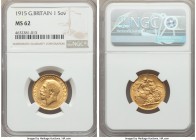 George V gold Sovereign 1915 MS62 NGC, KM820. Quite well-executed for the assigned grade, with radiate flow lines and minimal abrasions.

HID999121020...