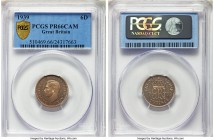 George VI Proof 6 Pence 1939 PR66 Cameo PCGS, KM852, S-4084. A superb and brilliantly flashy proof striking, currently the finest certified by PCGS, a...