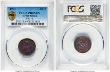 George VI 15-Piece Certified Proof Set 1937 PCGS, 1) Farthing - PR65 Brown, KM843, S-4116 2) 1/2 Penny - PR67 Brown, KM844, S-4115 3) Penny - PR66 Bro...