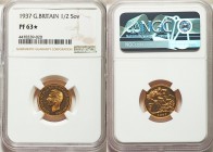 George VI gold Proof 1/2 Sovereign 1937 PR63 S NGC, Royal mint, KM858. A delightful choice specimen with mirrored fields and a partial obverse cameo c...