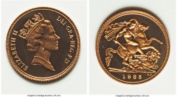 Elizabeth II 4-Piece gold Sovereign Proof Set 1985,  1) 1/2 Sovereign, KM942 2) Sovereign, KM943 3) 2 Pounds, KM944 4) 5 Pounds, KM945 KM-PS95. Each c...