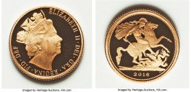 Elizabeth II 5-Piece gold Sovereign Proof Set 2016,  1) 1/4 Sovereign, KM-Unl. 2) 1/2 Sovereign, KM-Unl. 3) Sovereign, KM-Unl. 4) 2 Pounds, KM-Unl. 5)...