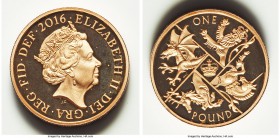 Elizabeth II 8-Piece gold Proof Set 2016, 1) "Battle of Hastings" 50 Pence, KM-Unl. 2) "The Last Round" Pound, KM-Unl. 3) "William Shakespeare" 2 Poun...