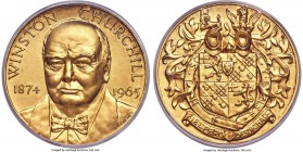 Elizabeth II gold Matte Specimen "Death of Winston Churchill" Medal 1965 SP67 PCGS, 36.49gm, 38mm, Eimer-Unl. (cf. 2104), J. Pinches pg. 245. By L.E. ...