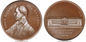 Othon bronze "Athens University" Medal 1837-Dated (c. 1839) MS67 Brown NGC, 44mm, Spink-5, 376. By Konrad Lange, Vienna. An imposing historical medal ...