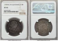 Charles IV 4 Reales 1799 NG-M XF45 NGC, Nueva Guatemala mint, KM52. A comparatively scarce denomination when compared with its larger 8 Reales cousin,...