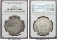Central American Republic 8 Reales 1825 NG-M XF45 NGC, Nueva Guatemala mint, KM4. A specimen retaining significant detail for the grade, particularly ...