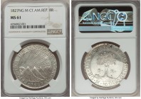 Central American Republic 8 Reales 1827 NG-M MS61 NGC, Nueva Guatemala mint, KM4. A great conditional rarity for the issue evincing exceptional mint l...