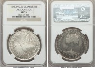 Central American Republic 8 Reales 1846/2 NG-AE/MA Z/S AU53 NGC, Guatemala City mint, KM4. Variety with CREZCA over CRESCA. A veritably handsome examp...