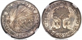 Central American Republic 8 Reales 1847/6 NG-A MS62+ NGC, Nueva Guatemala mint, KM4. A superior grade rarely encountered for this widely circulated cr...